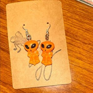 Orange Alien Earrings